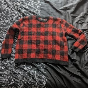 Filson Wool Sweater M/L Scotland Christmas Cropped Pull Over Red Buffalo Plaid